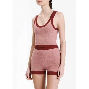NUDE LUCY ACTIVE Knit Tank Top Womens Small Red Chilli Shirt Workout NWT